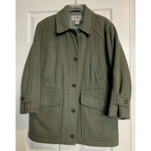 Vintage L.L.Bean Wool Alpaca‎ Thinsulate Field Coat Sage Green S Petite Made USA